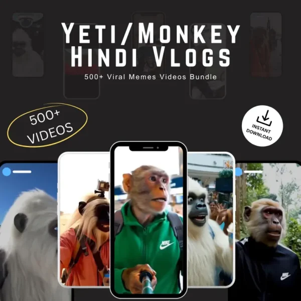 500+ VEO 3 Hindi Monkey & Yeti Vlog Bundle